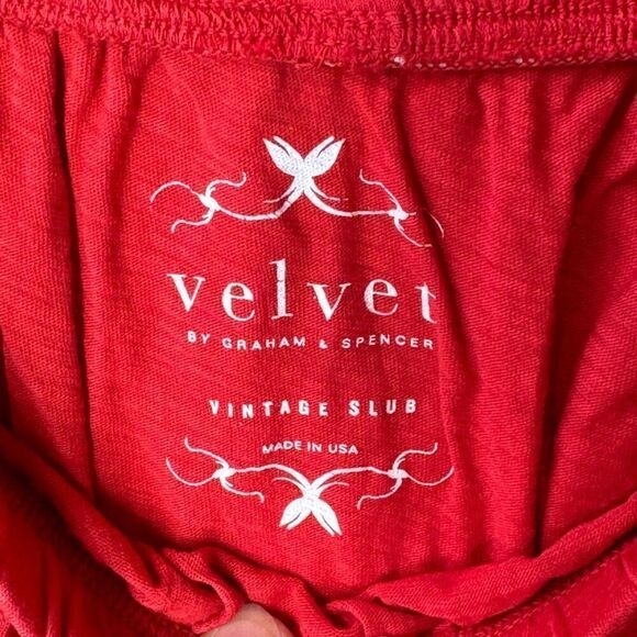 Velvet by Graham & Spencer Top Cold Shoulder Slub Cotton in Rust Red L - Picture 3 of 7
